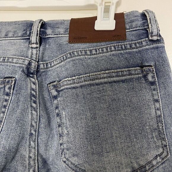 ALL SAINTS knee patch colorblock ashby skinny jeans medium wash size 25 - Picture 3 of 4